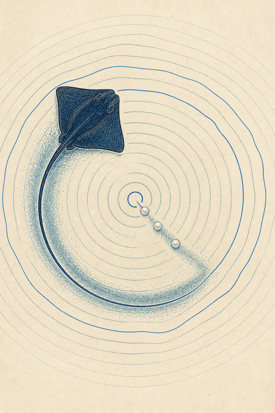 A stingray traces a buried break through concentric ocean-record rings and leaves a verified repair trail.